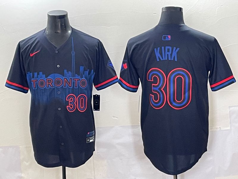 Men 2025 Toronto Blue Jays #30 Kirk Black Joint Name Nike MLB Jersey style 8